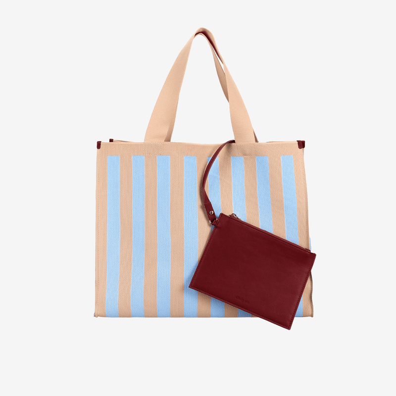 Knitted Stripes Shopper (Marzipan + Sky)
