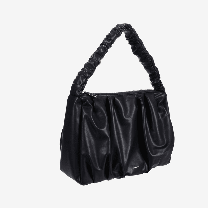 Plissé Skulderveske Sort