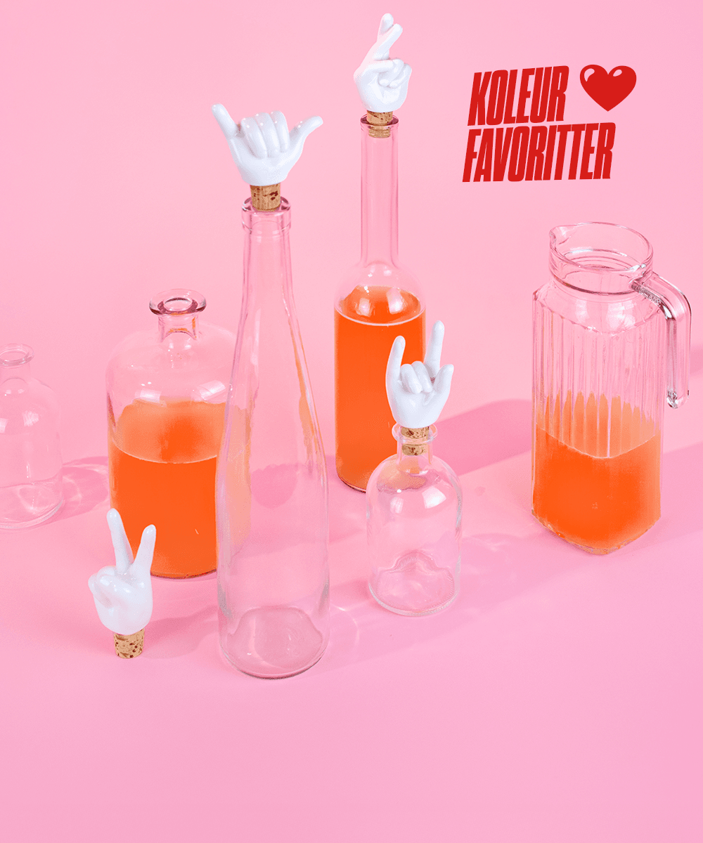 Gøyale vinstoppere som holder vinen god helt til siste dråpe. Vinstopperene er laget av porselen og kork.