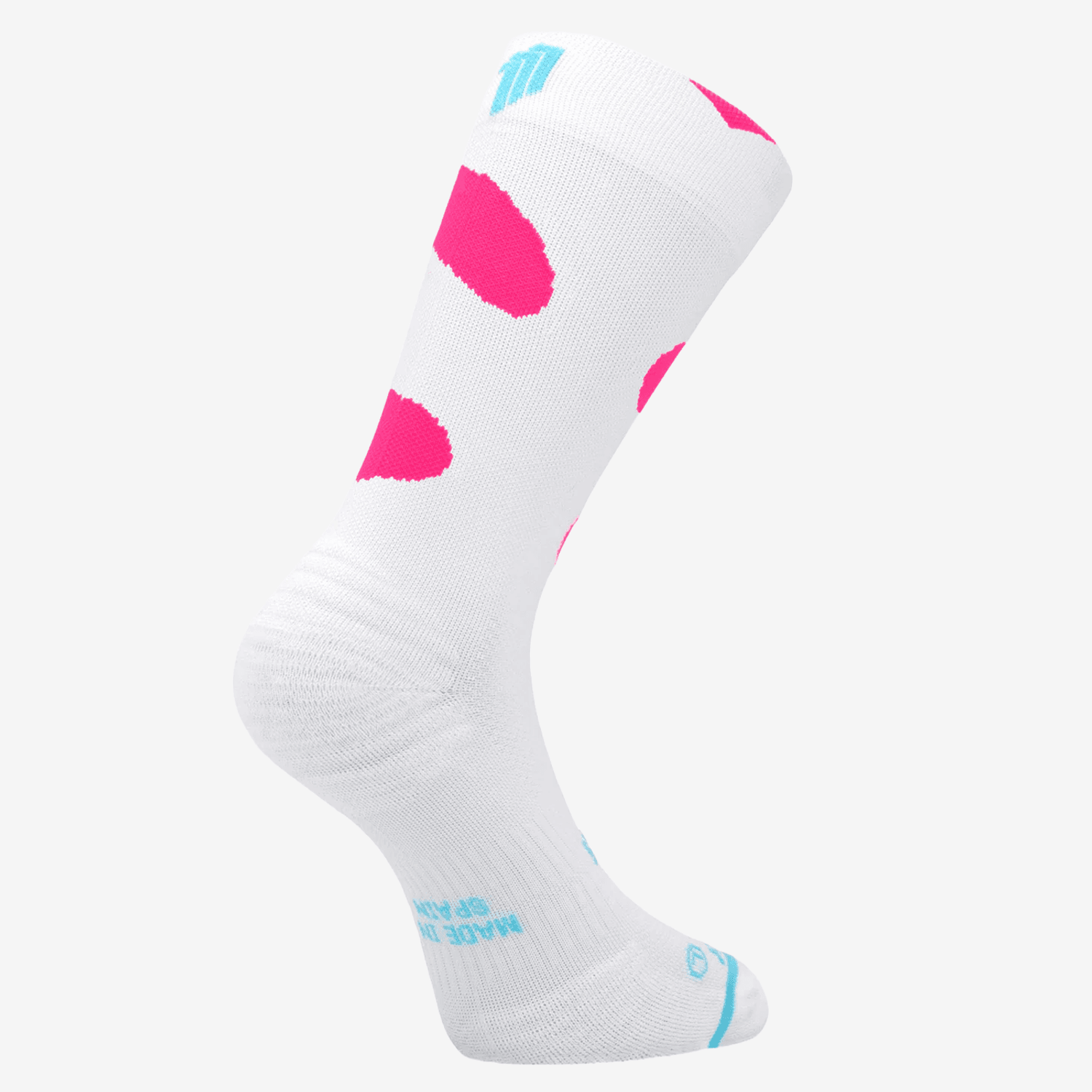 Hvite og rosa Sporcks-løpesokker med teknisk demping og kompresjon. Ytelse og design du legger merke til.