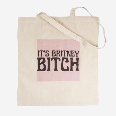 It´s Britney Bitch handlenett – Praktisk naturfarget totebag med teksten 